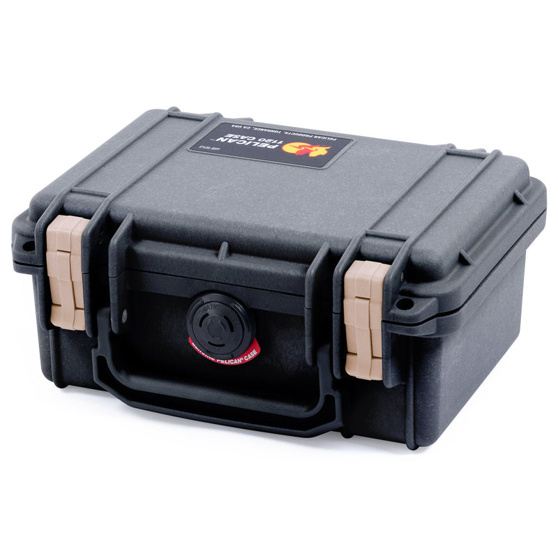 Pelican 1120 Case, Black with Desert Tan Latches ColorCase 