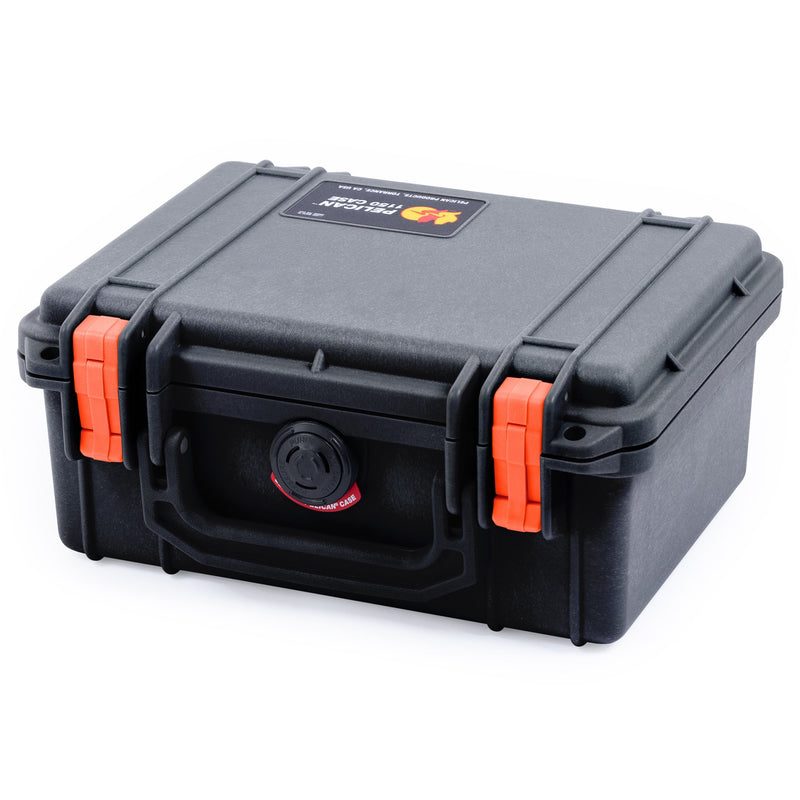 Pelican 1150 Case, Black with Orange Latches ColorCase 