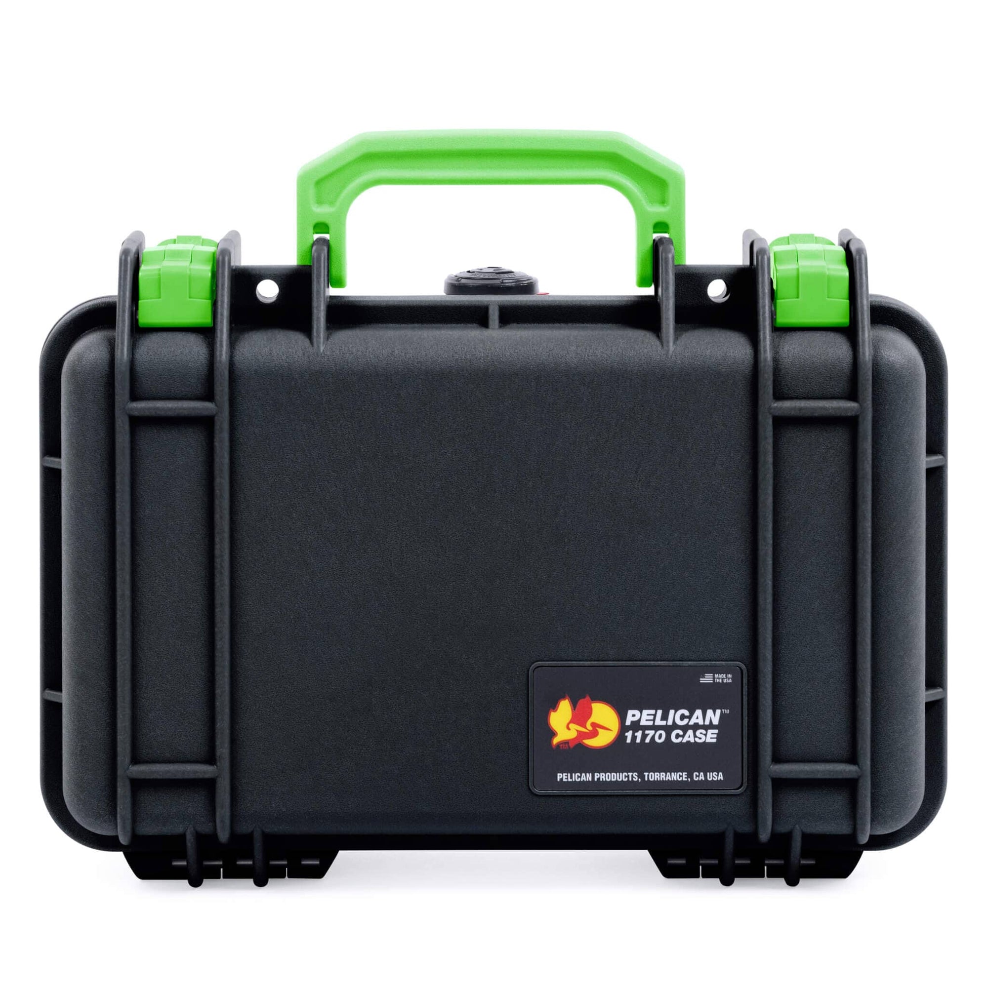 Pelican 1170 Case, Black with Lime Green Handle & Latches ColorCase 