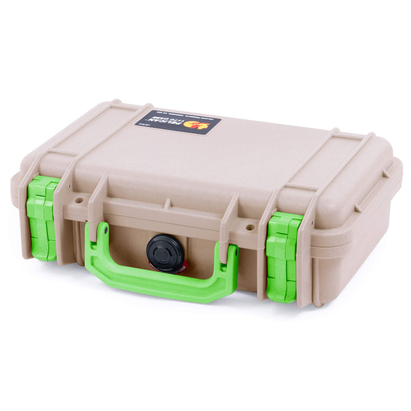 Pelican 1170 Case, Desert Tan with Lime Green Handle & Latches ColorCase 