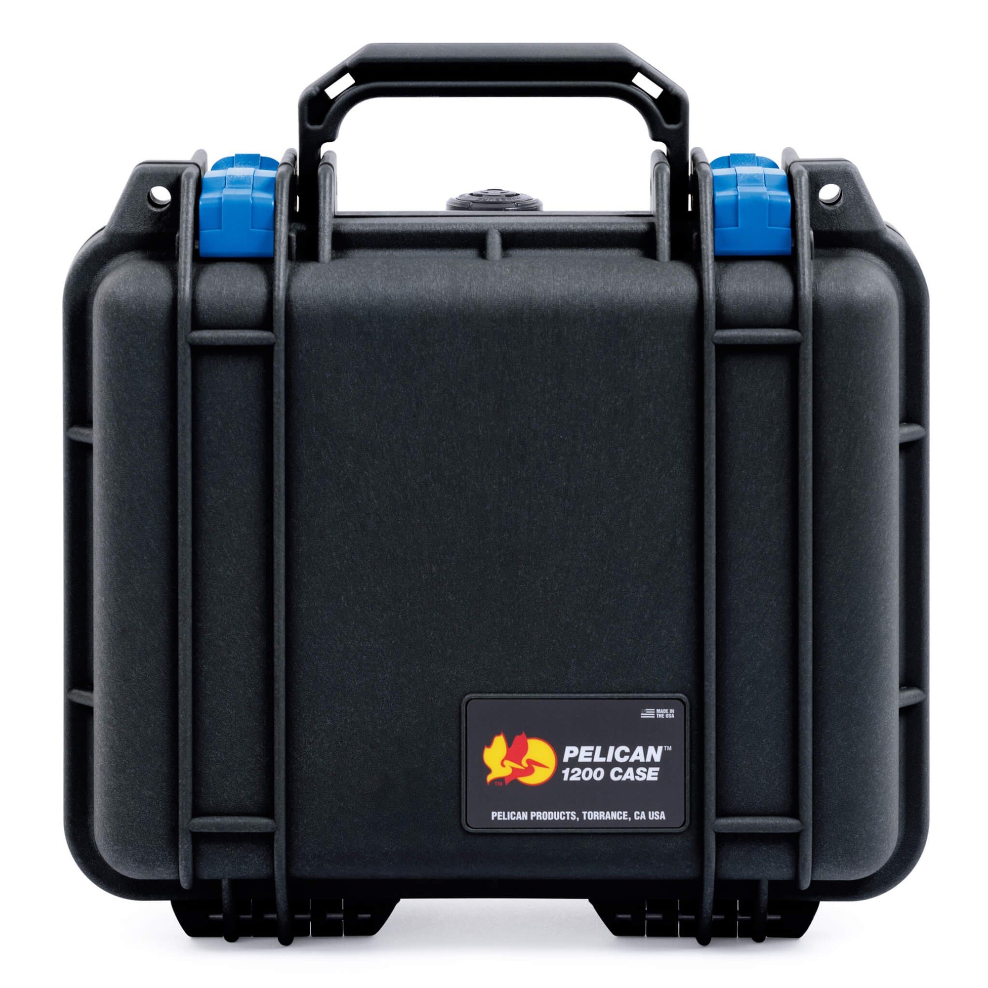 Pelican 1200 Case, Black with Blue Latches ColorCase 