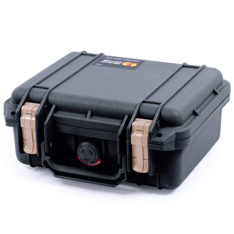 Pelican 1200 Case, Black with Desert Tan Latches ColorCase 