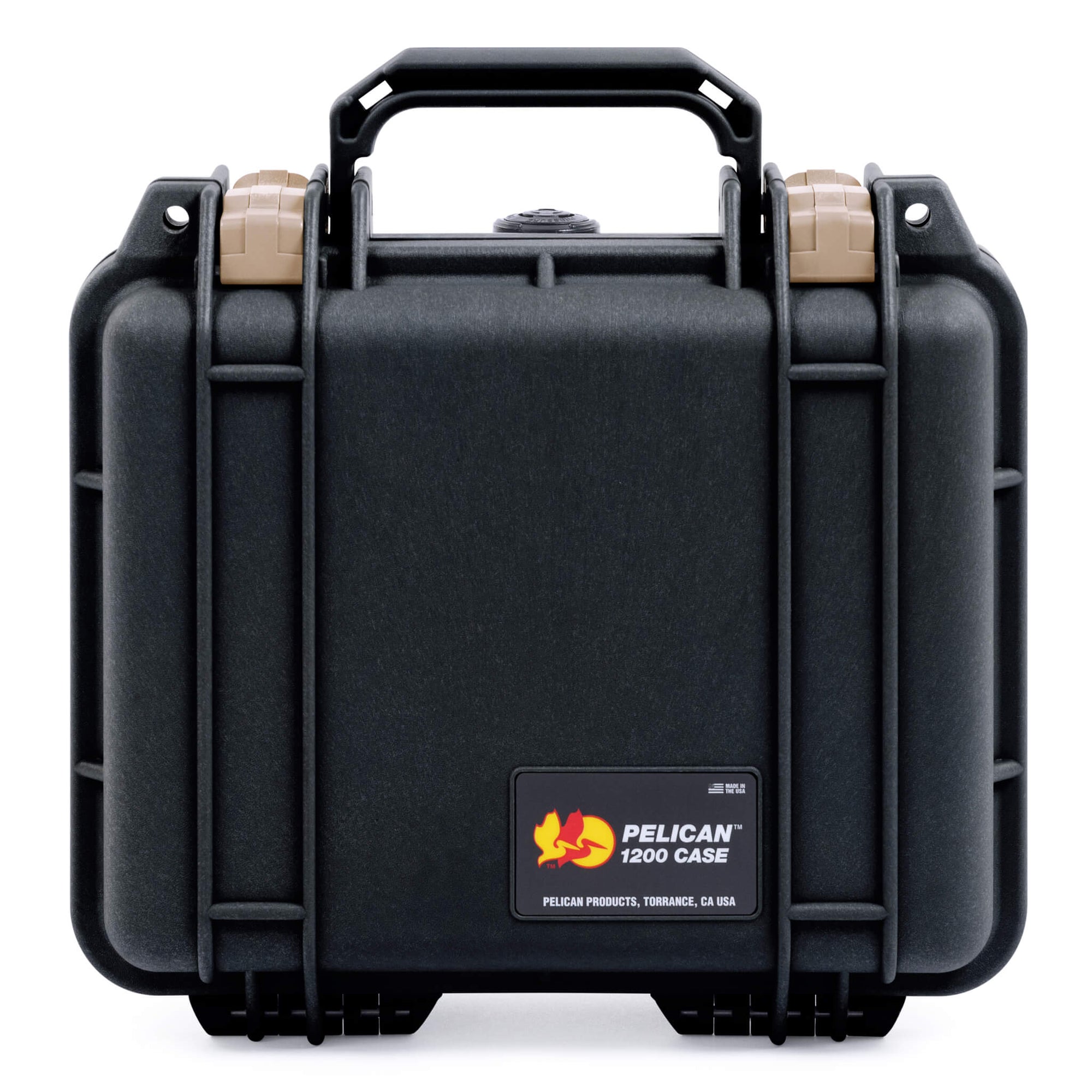 Pelican 1200 Case, Black with Desert Tan Latches ColorCase 