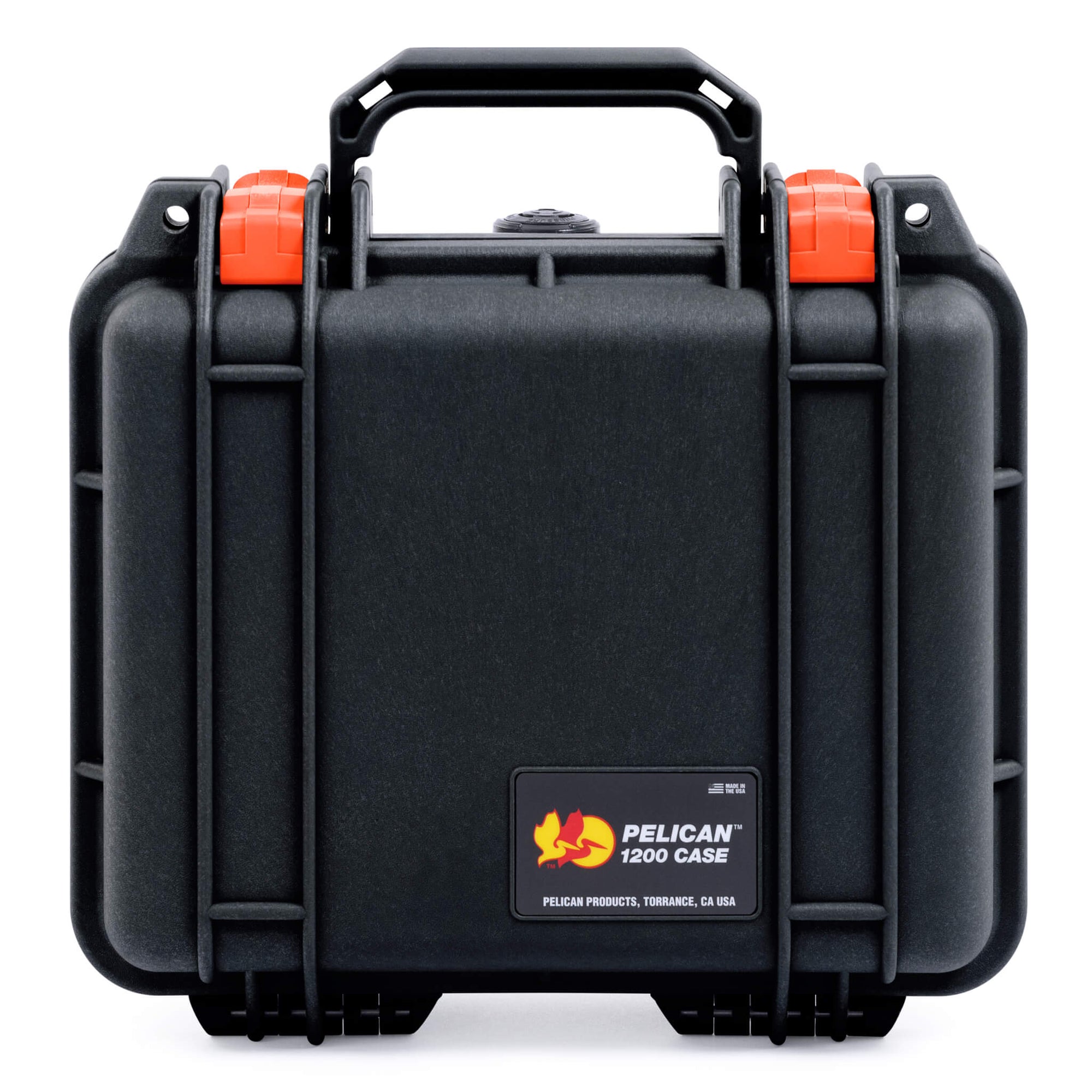 Pelican 1200 Case, Black with Orange Latches ColorCase 