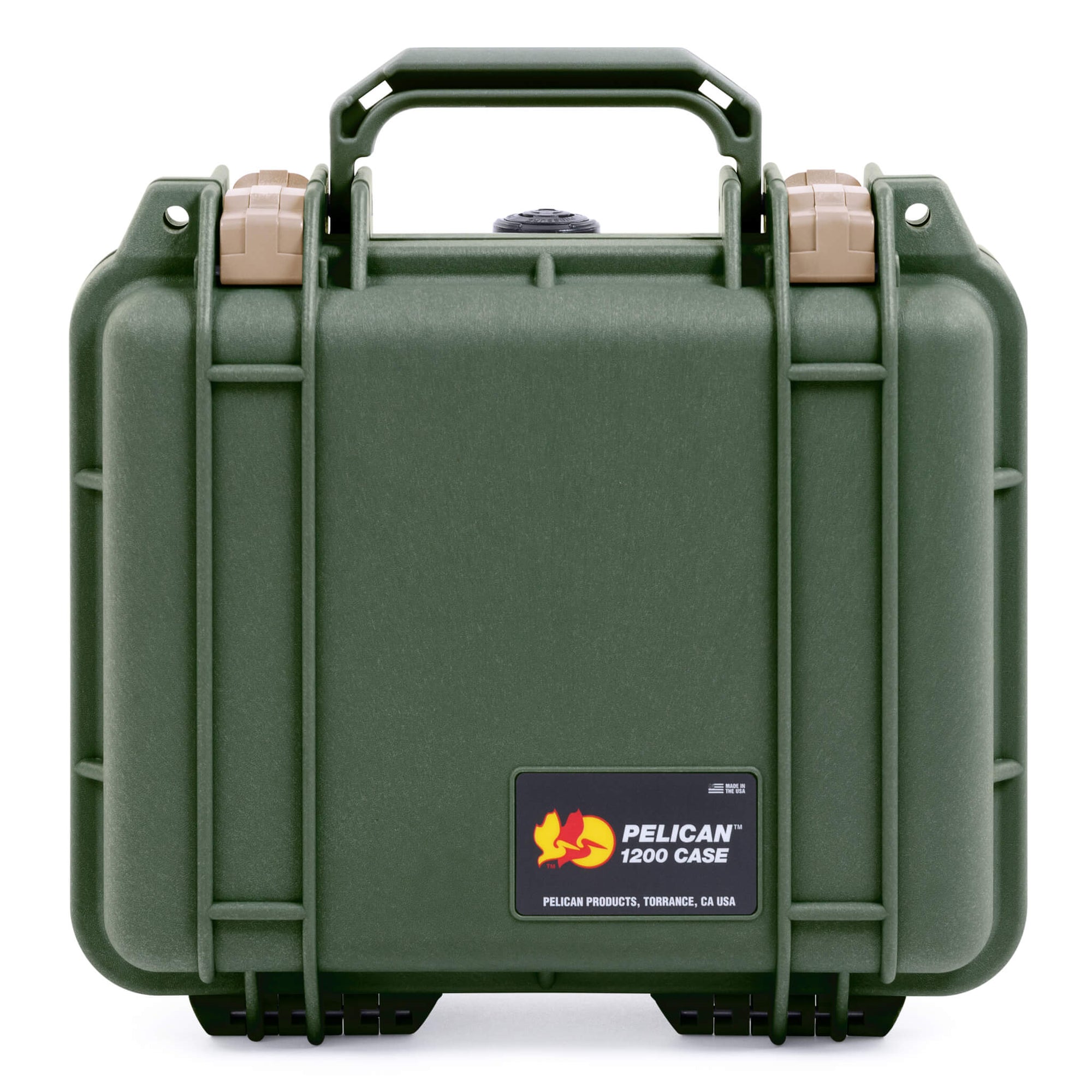 Pelican 1200 Case, OD Green with Desert Tan Latches ColorCase 