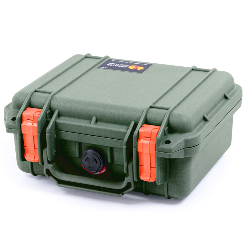 Pelican 1200 Case, OD Green with Orange Latches ColorCase 