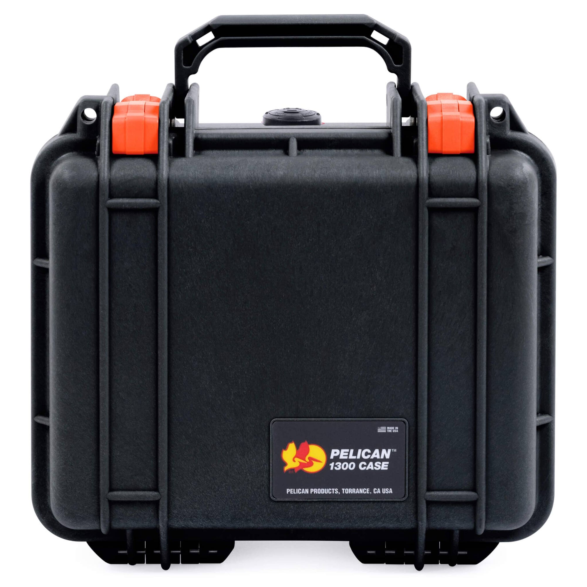 Pelican 1300 Case, Black with Orange Latches ColorCase 