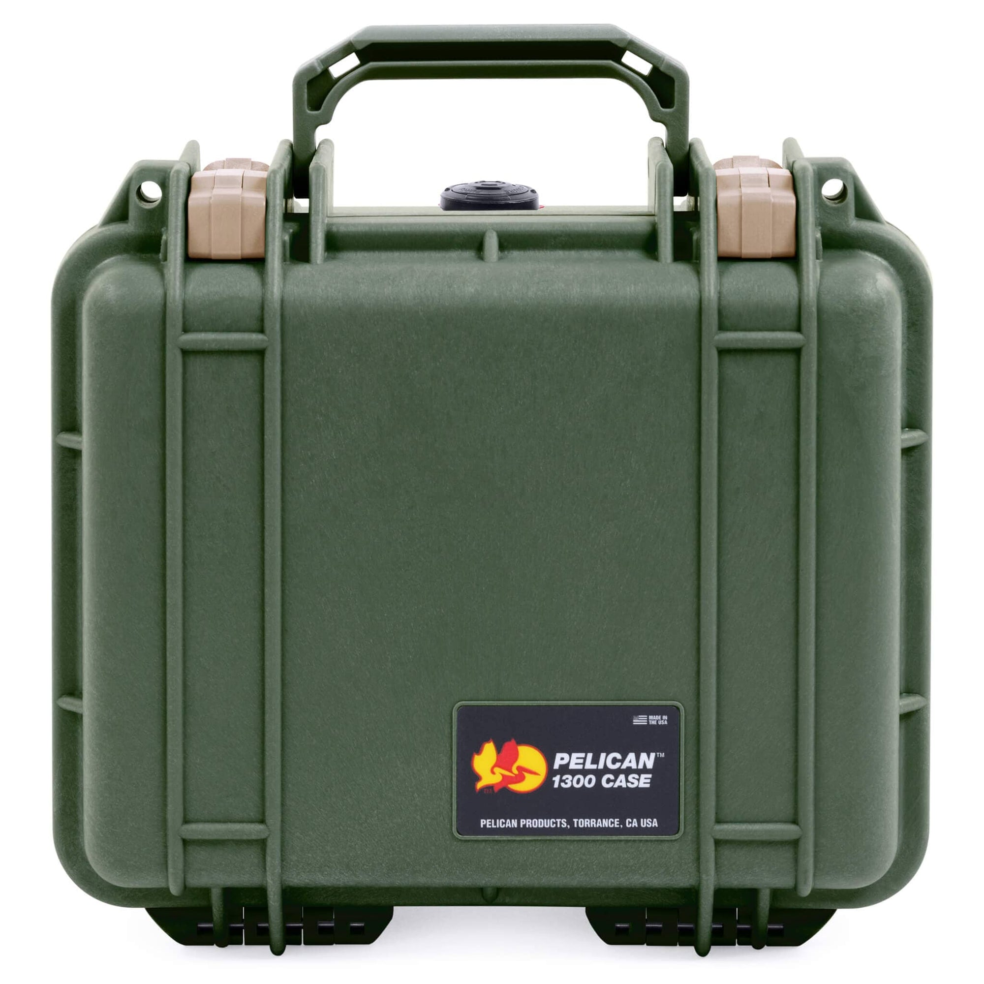 Pelican 1300 Case, OD Green with Desert Tan Latches ColorCase 