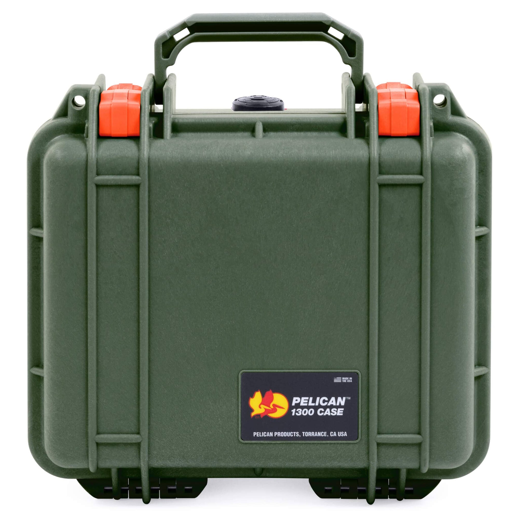 Pelican 1300 Case, OD Green with Orange Latches ColorCase 