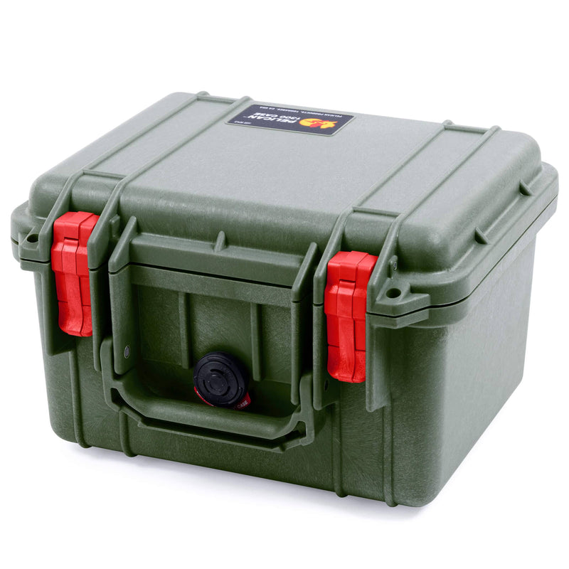 Pelican 1300 Case, OD Green with Red Latches ColorCase 