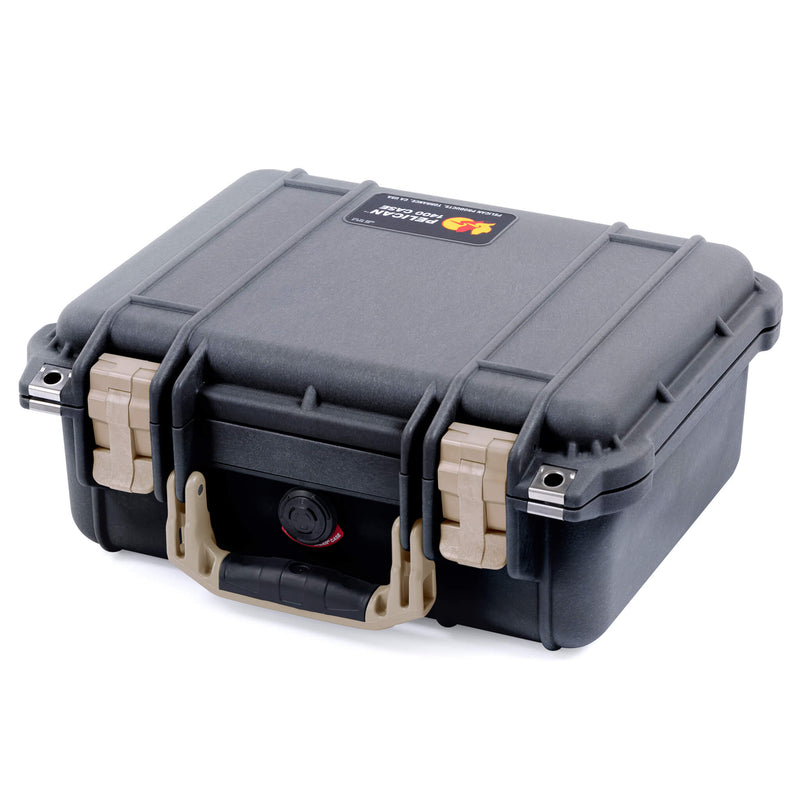 Pelican 1400 Case, Black with Desert Tan Handle & Latches ColorCase 