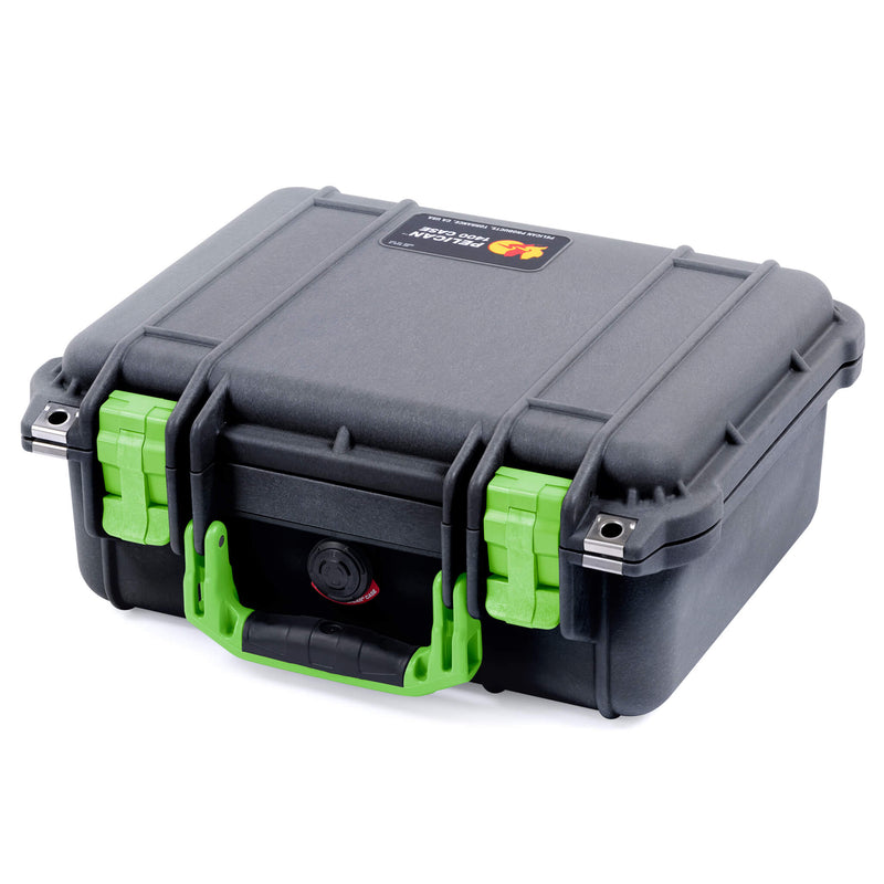 Pelican 1400 Case, Black with Lime Green Handle & Latches ColorCase 