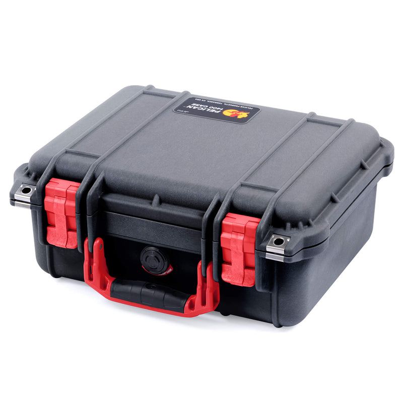 Pelican 1400 Case, Black with Red Handle & Latches ColorCase 