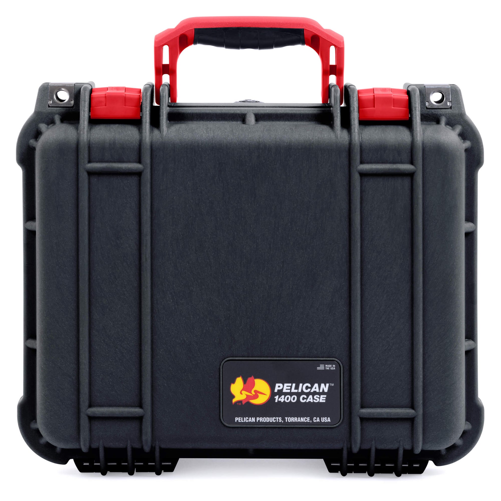 Pelican 1400 Case, Black with Red Handle & Latches ColorCase 