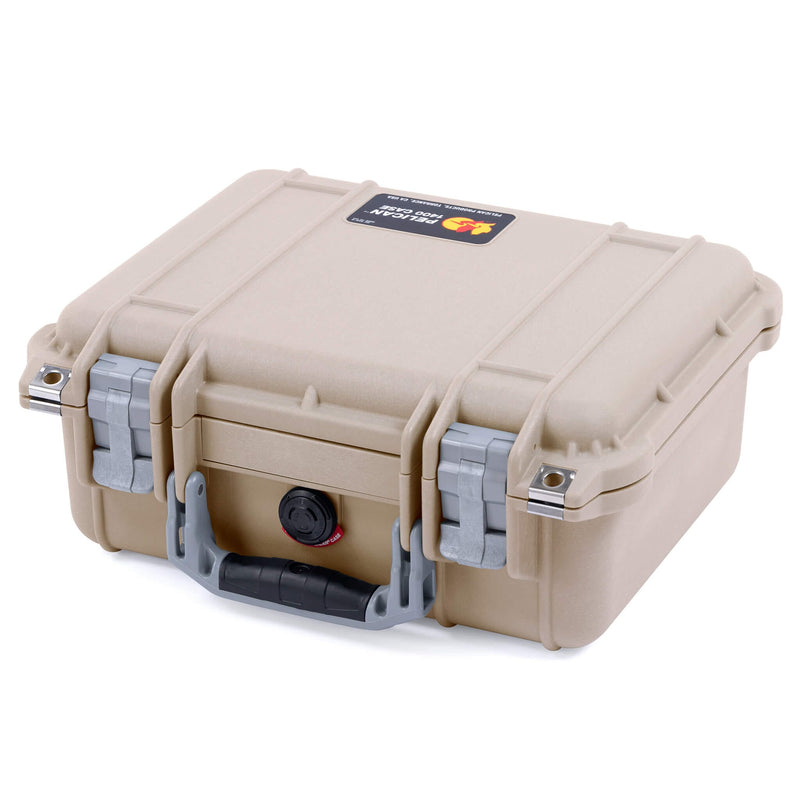 Pelican 1400 Case, Desert Tan with Silver Handle & Latches ColorCase 