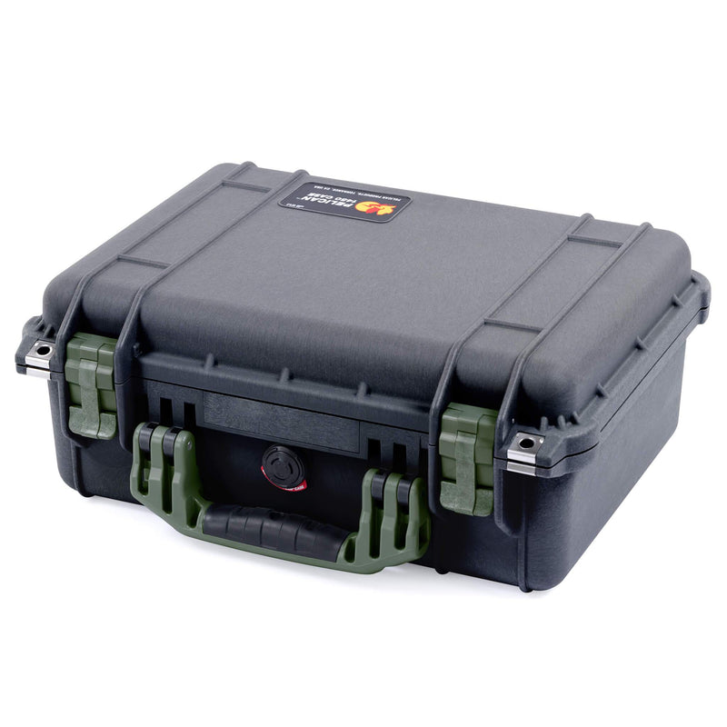 Pelican 1450 Case, Black with OD Green Handle & Latches ColorCase 