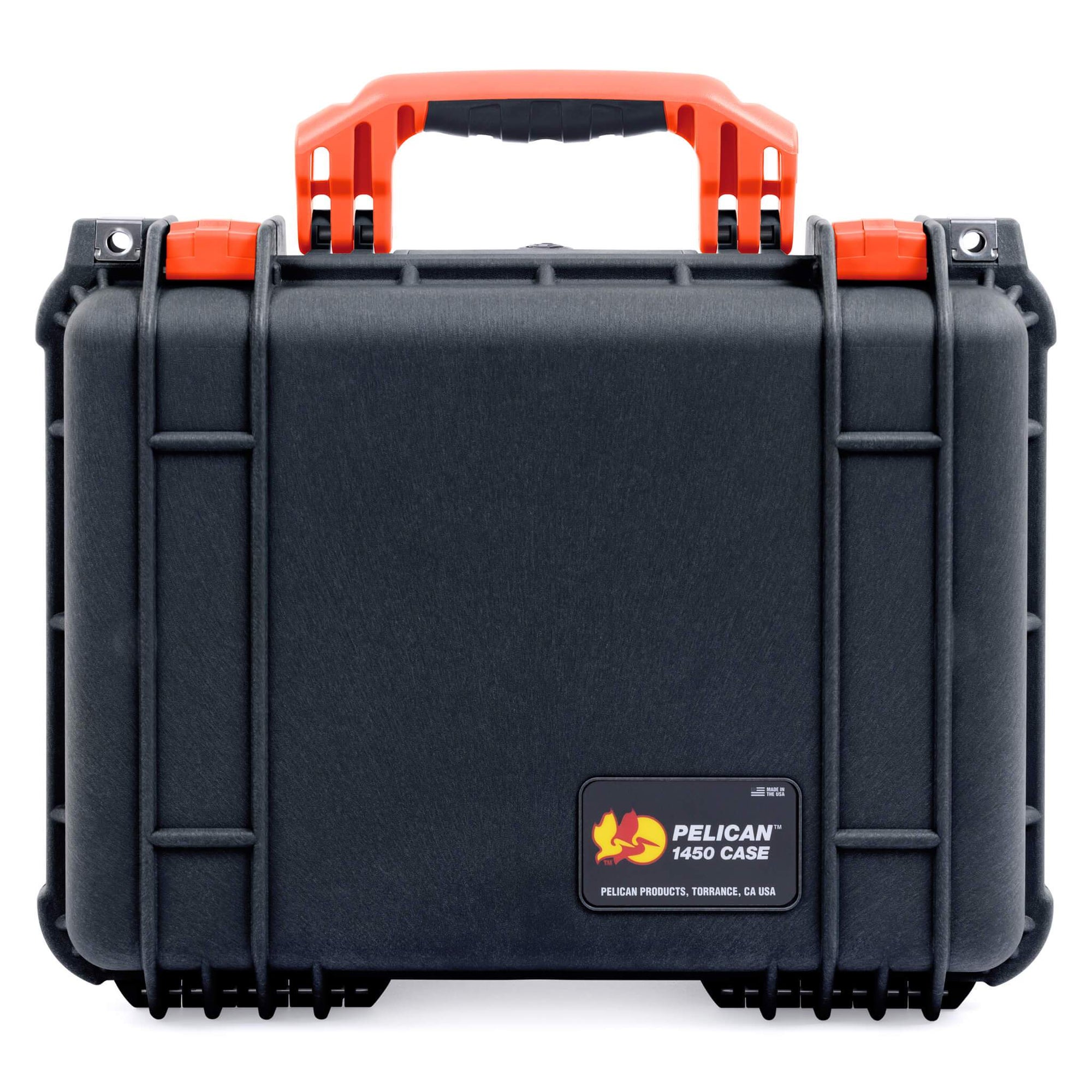 Pelican 1450 Case, Black with Orange Handle & Latches ColorCase 