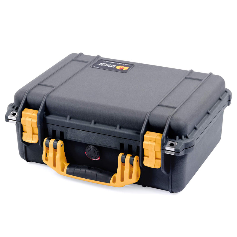 Pelican 1450 Case, Black with Yellow Handle & Latches ColorCase 