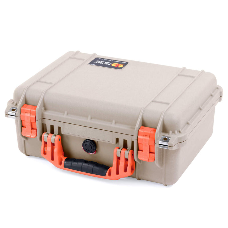 Pelican 1450 Case, Desert Tan with Orange Handle & Latches ColorCase 