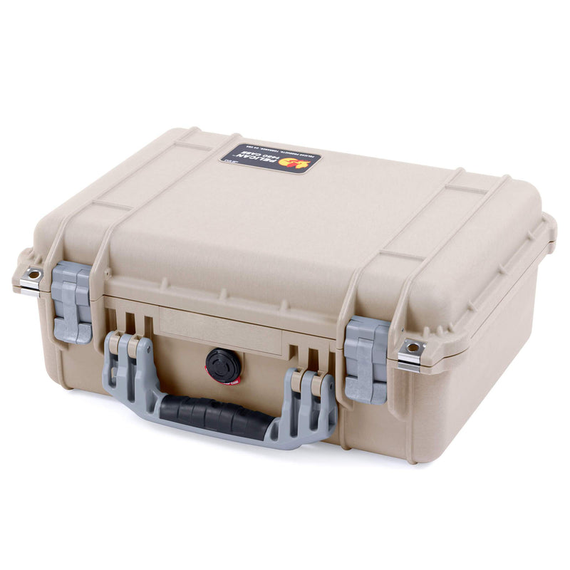 Pelican 1450 Case, Desert Tan with Silver Handle & Latches ColorCase 