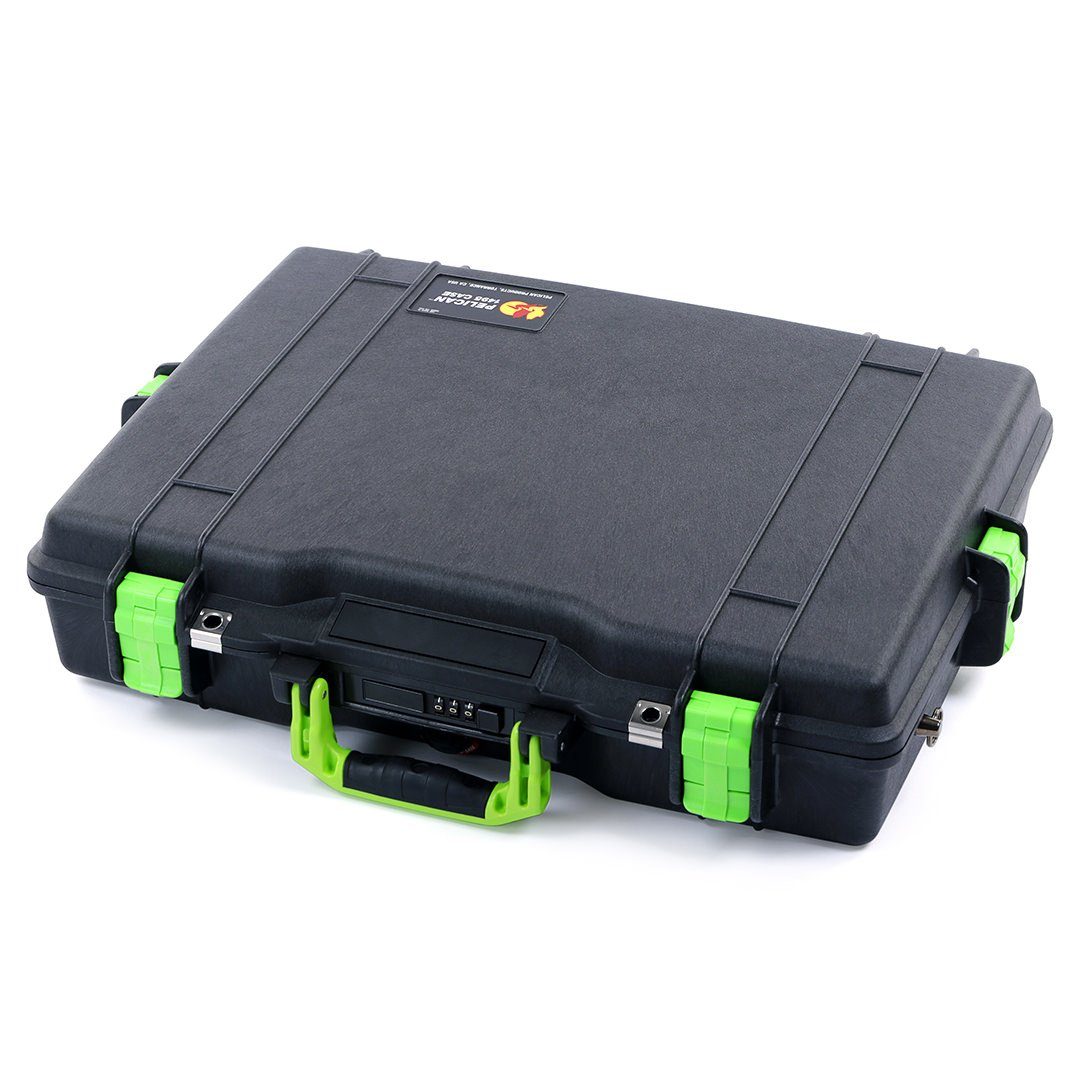 Pelican 1495 Case, Black with Lime Green Handle & Latches ColorCase 