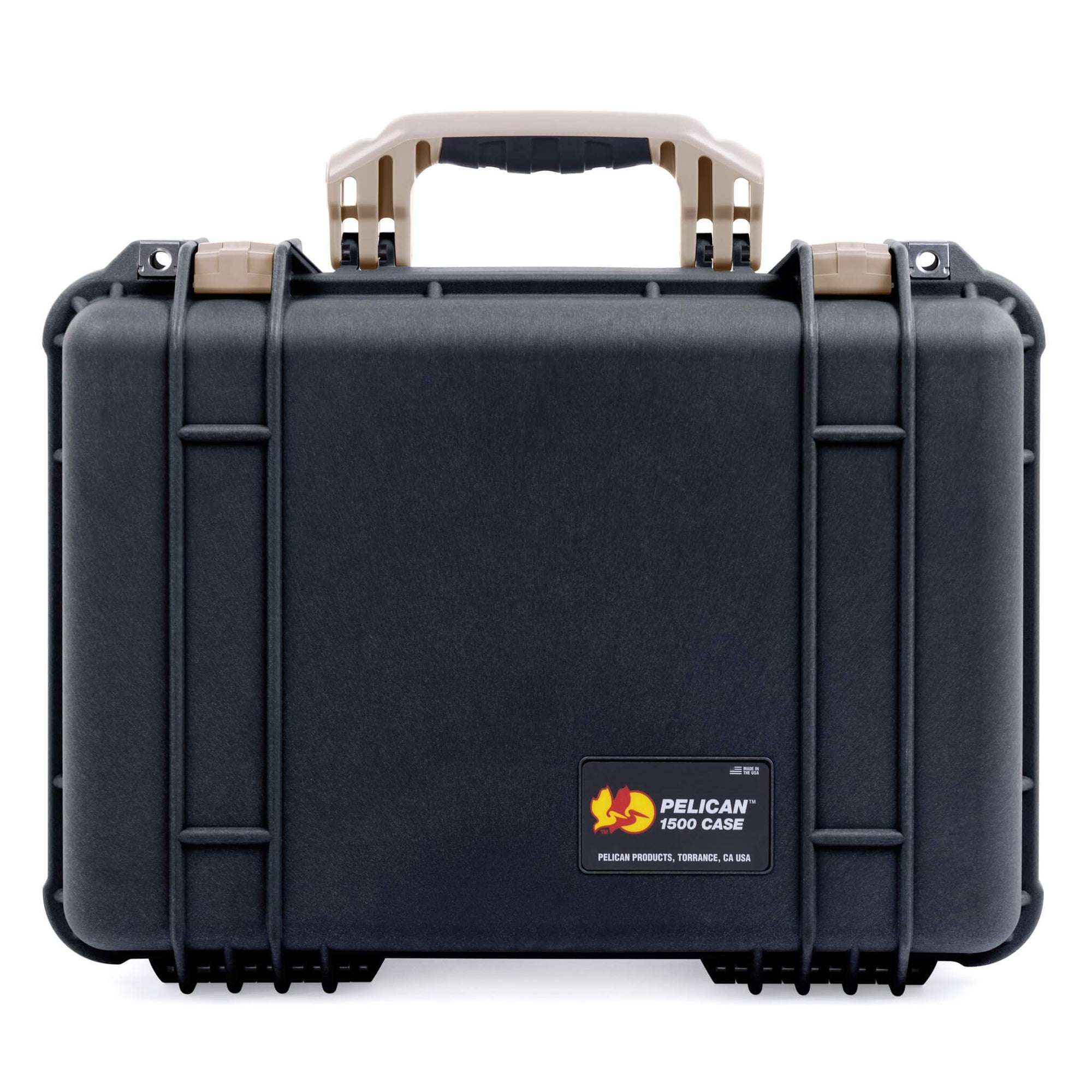 Pelican 1500 Case, Black with Desert Tan Handle & Latches ColorCase 