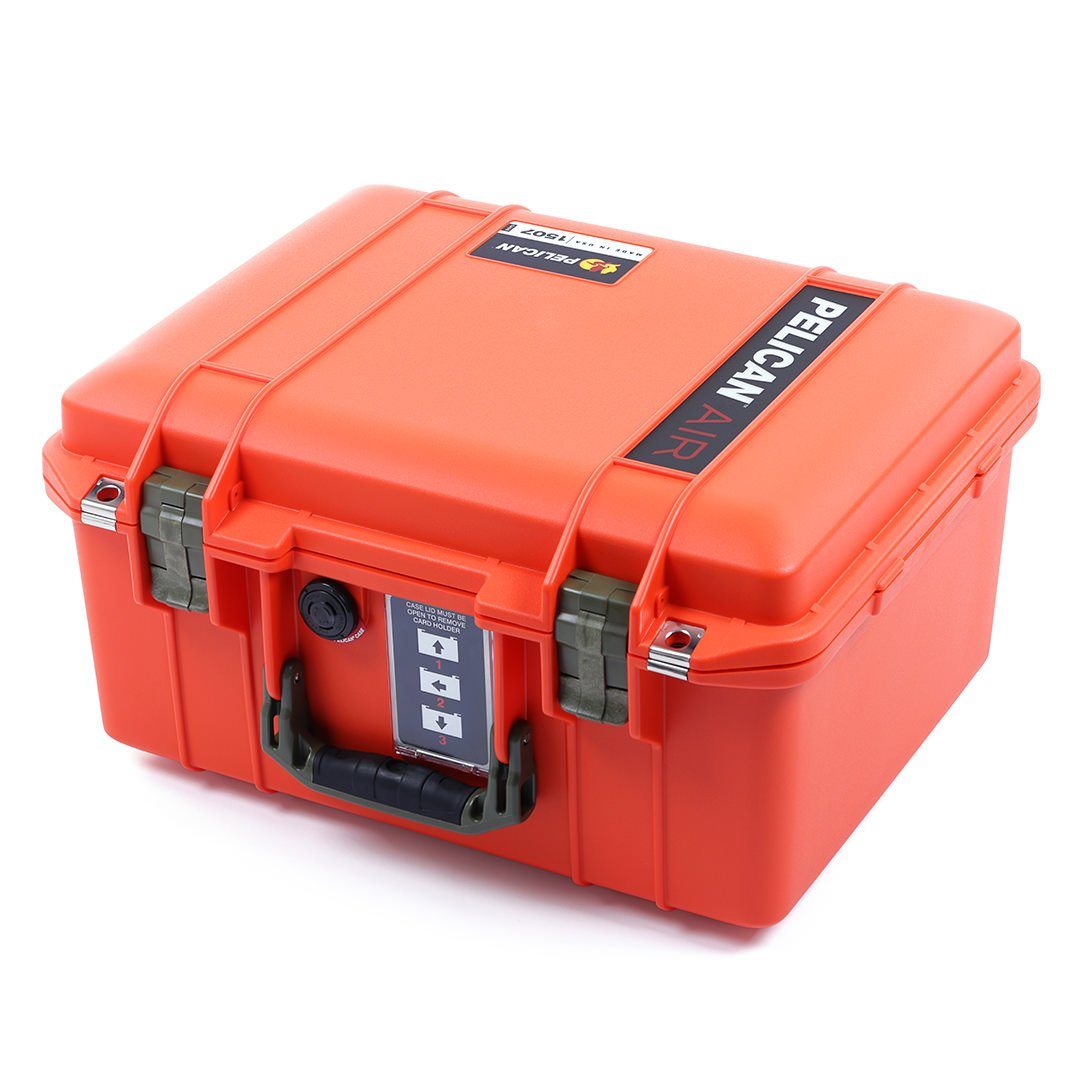 Pelican 1507 Air Case, Orange with OD Green Handle & Latches ColorCase 