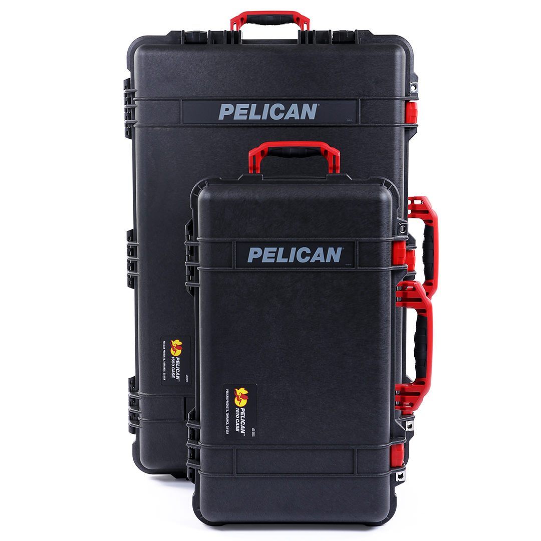 Pelican 1510 & 1650 Case Bundle, Black with Red Handles & Latches ColorCase 