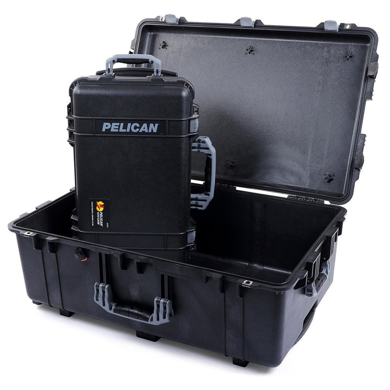 Pelican 1510 & 1650 Case Bundle, Black with Silver Handles & Latches ColorCase 