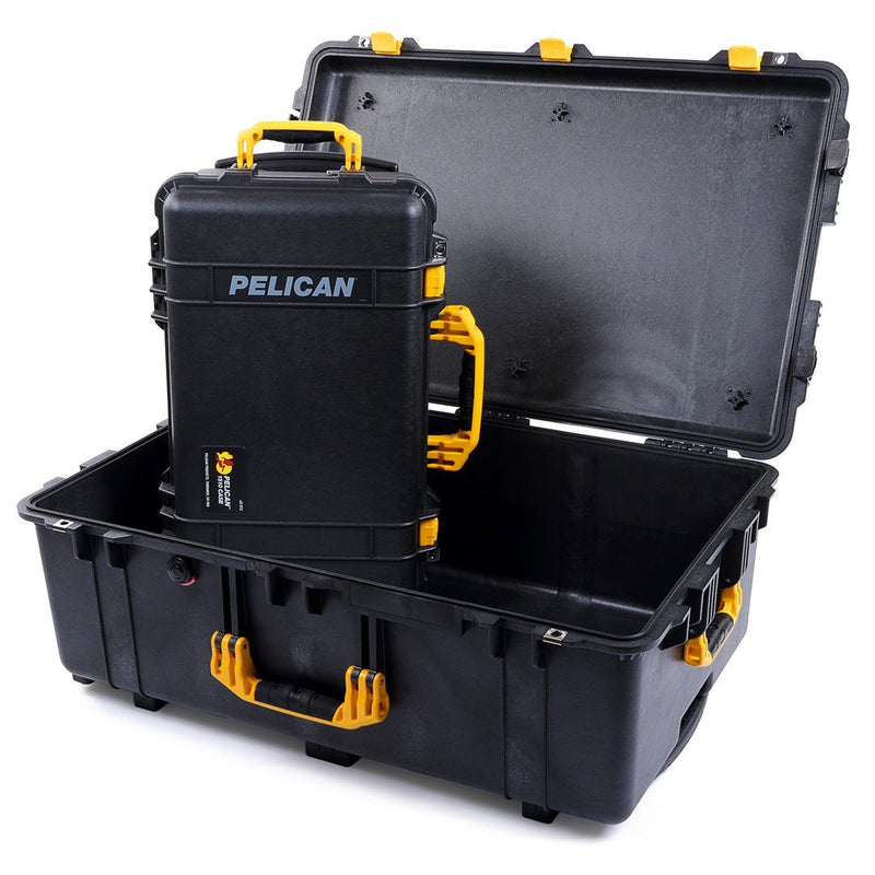 Pelican 1510 & 1650 Case Bundle, Black with Yellow Handles & Latches ColorCase 