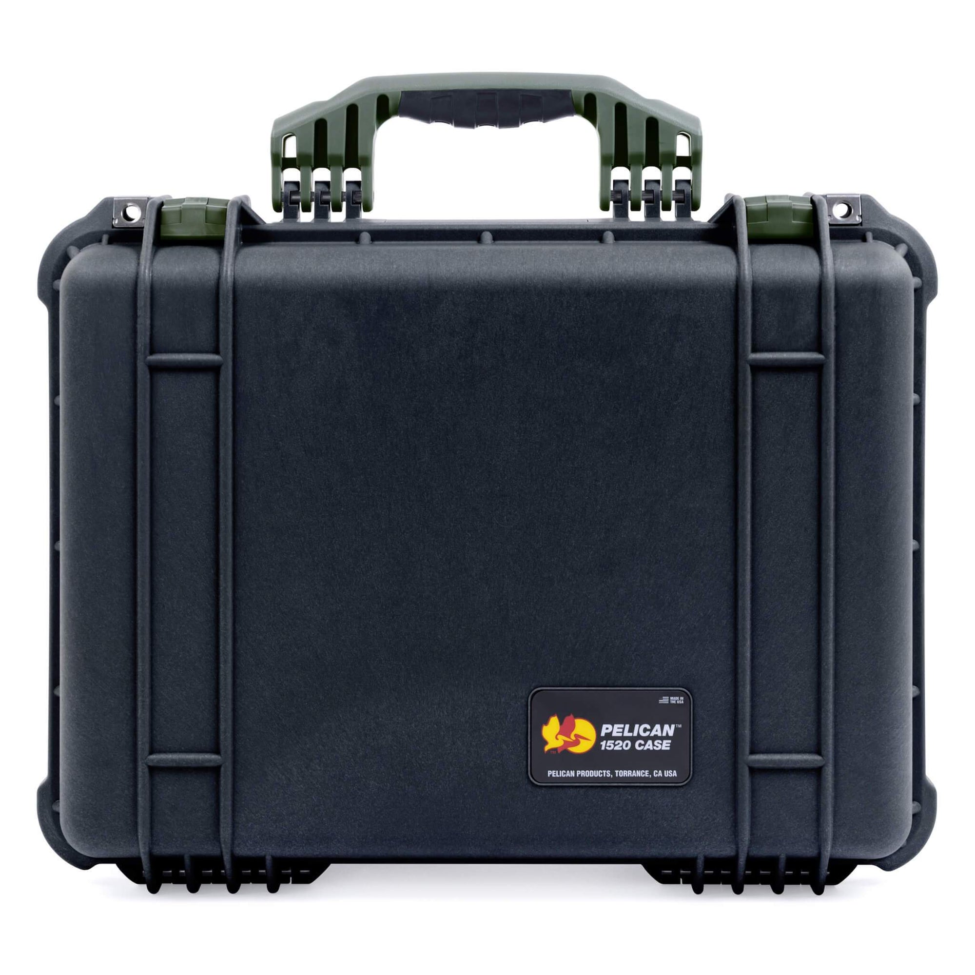 Pelican 1520 Case, Black with OD Green Handle & Latches ColorCase 