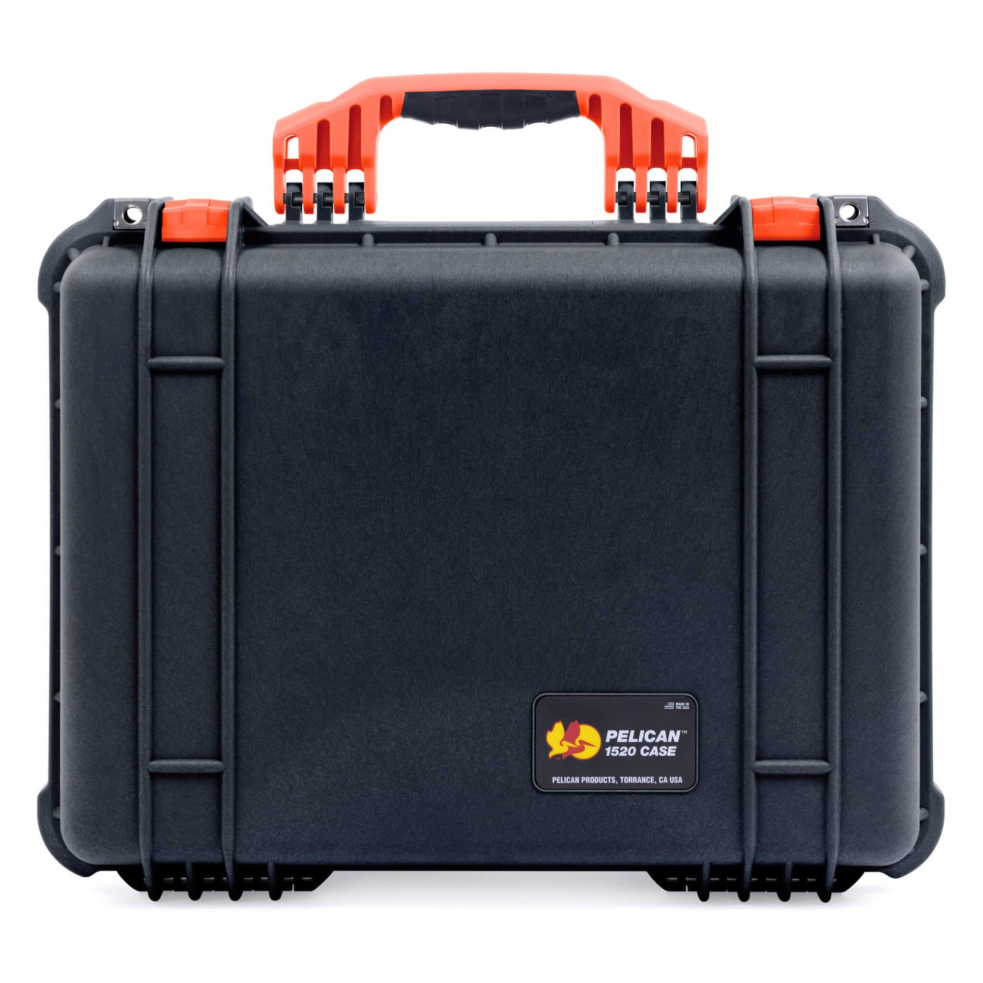 Pelican 1520 Case, Black with Orange Handle & Latches ColorCase 