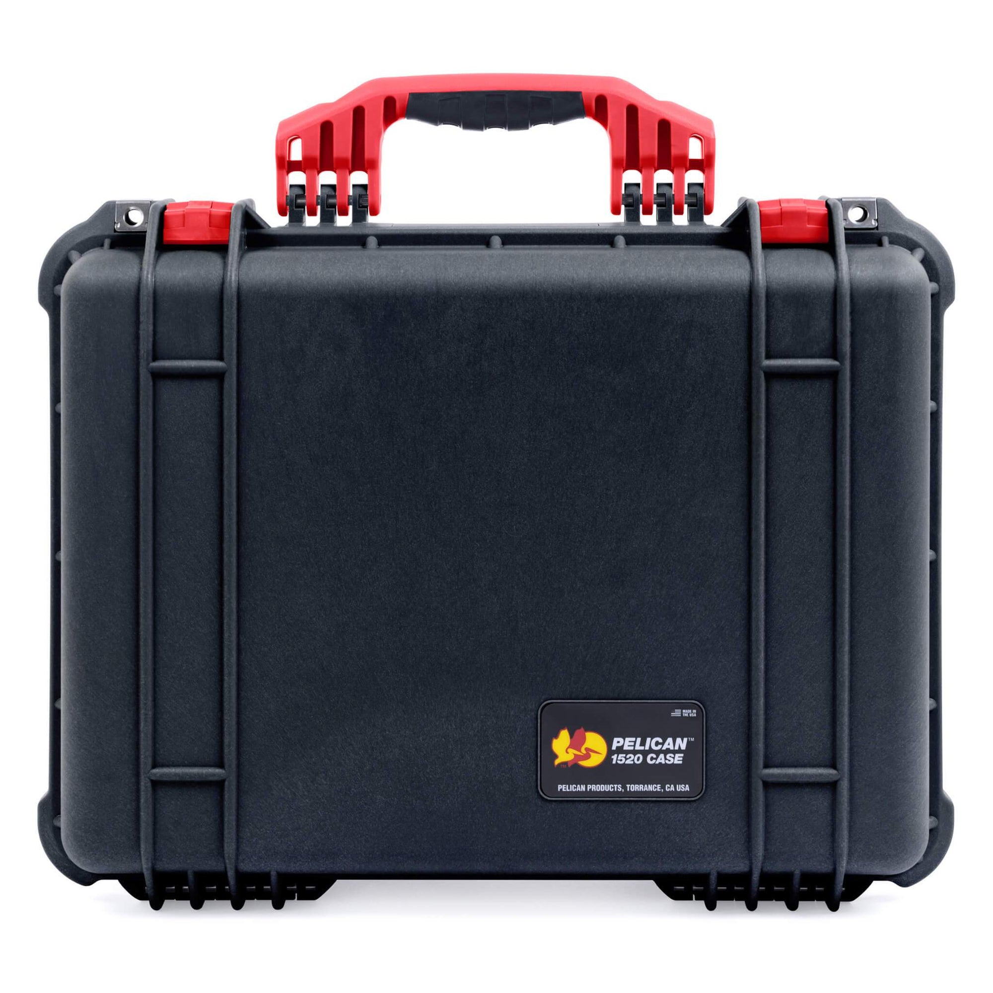 Pelican 1520 Case, Black with Red Handle & Latches ColorCase 