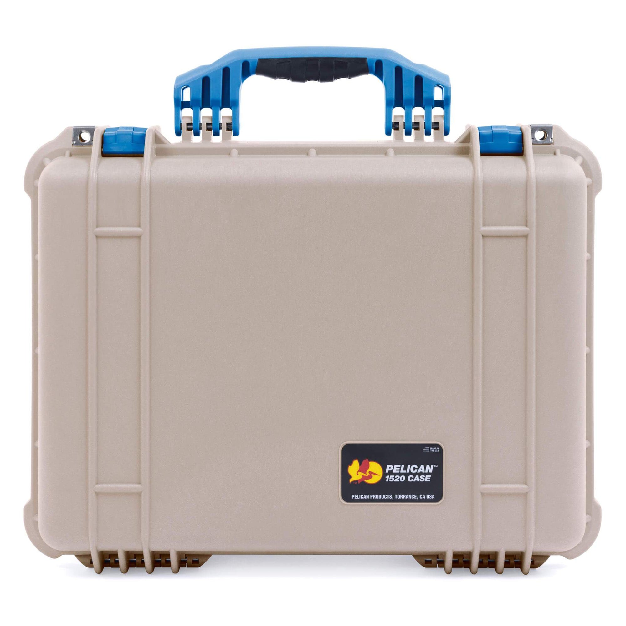 Pelican 1520 Case, Desert Tan with Blue Handle & Latches ColorCase 