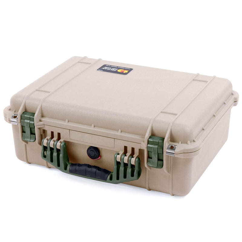 Pelican 1520 Case, Desert Tan with OD Green Handle & Latches ColorCase 