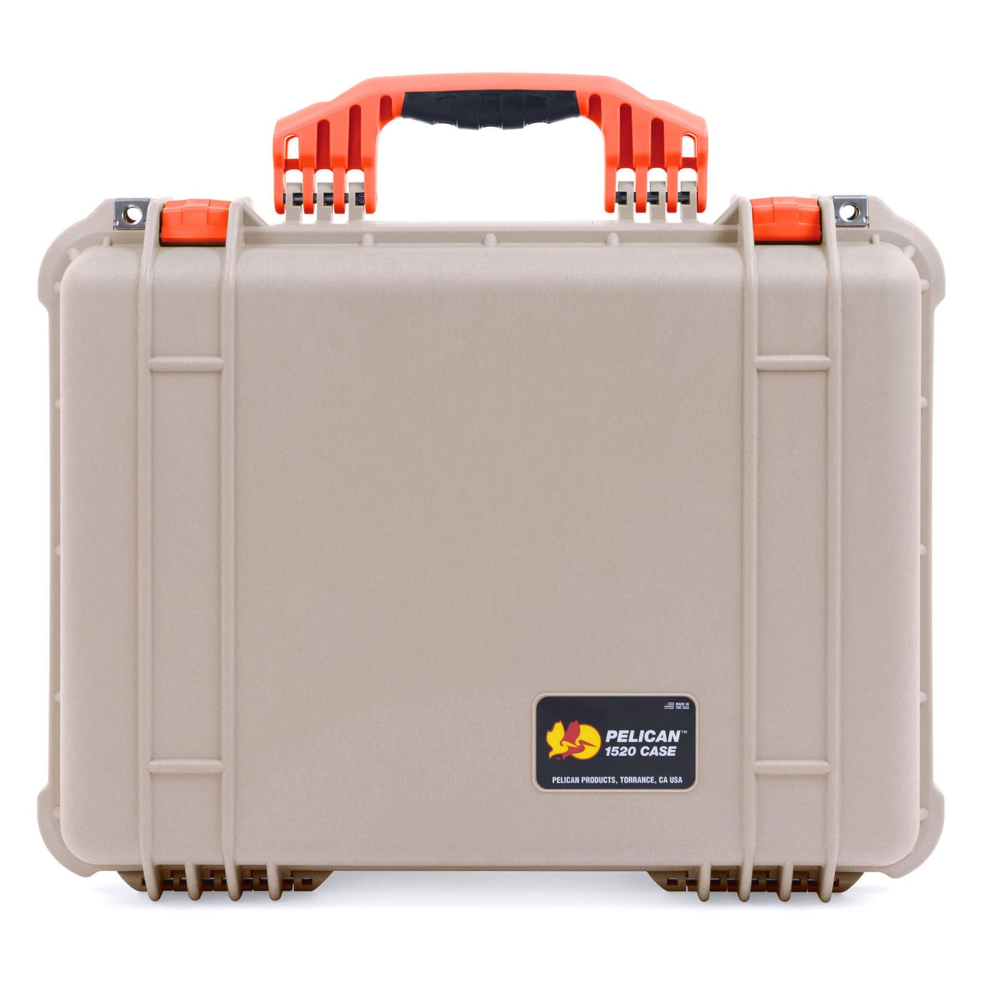 Pelican 1520 Case, Desert Tan with Orange Handle & Latches ColorCase 