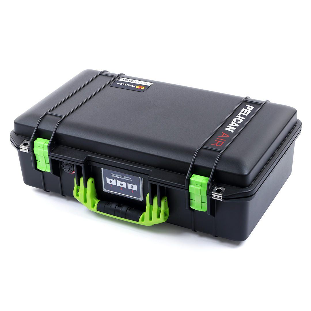 Pelican 1525 Air Case, Black with Lime Green Handle & Latches ColorCase 