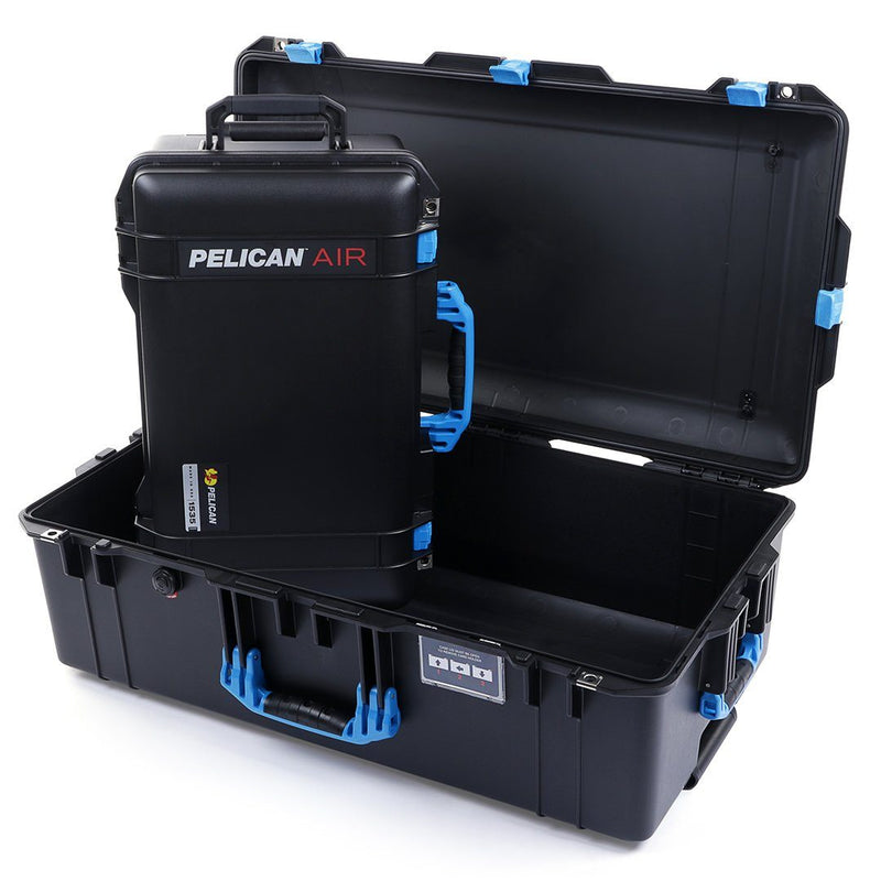 Pelican 1535 & 1615 Air Case Bundle, Black with Blue Handles & Latches ColorCase 