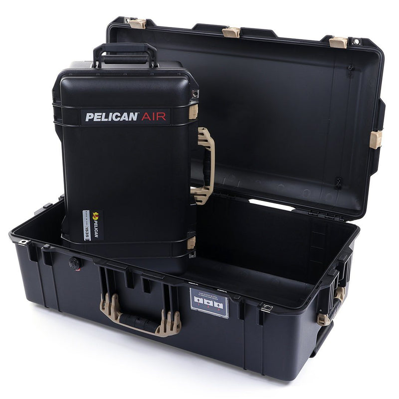 Pelican 1535 & 1615 Air Case Bundle, Black with Desert Tan Handles & Latches ColorCase 