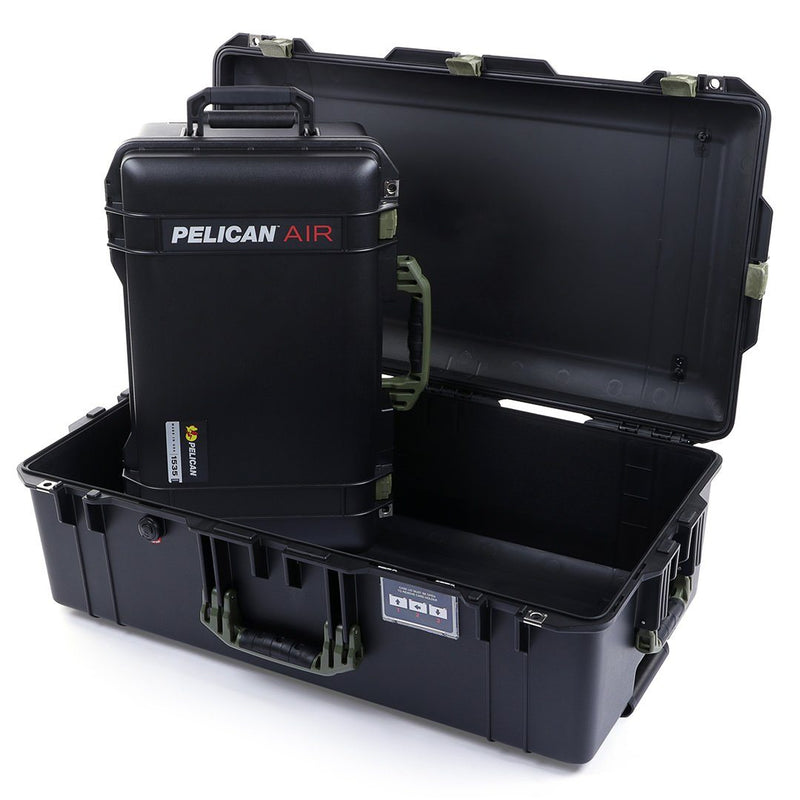 Pelican 1535 & 1615 Air Case Bundle, Black with OD Green Handles & Latches ColorCase 