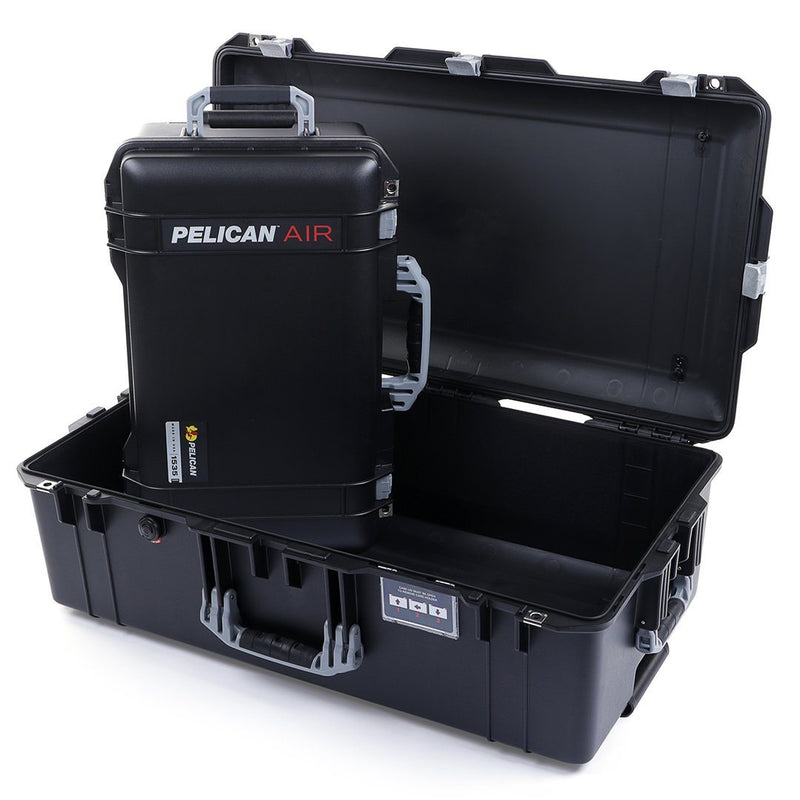 Pelican 1535 & 1615 Air Case Bundle, Black with Silver Handles & Latches ColorCase 