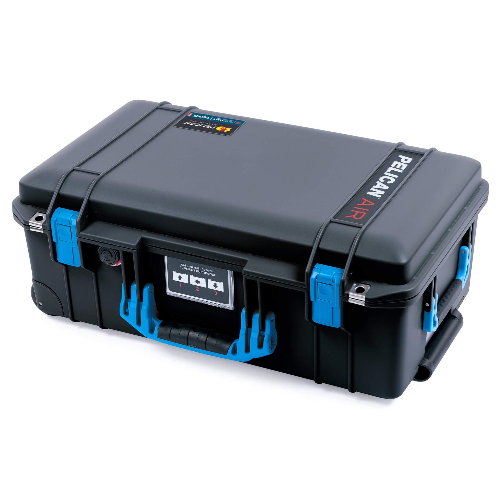 Pelican 1535 Air Case, Black with Blue Handles & Latches ColorCase 