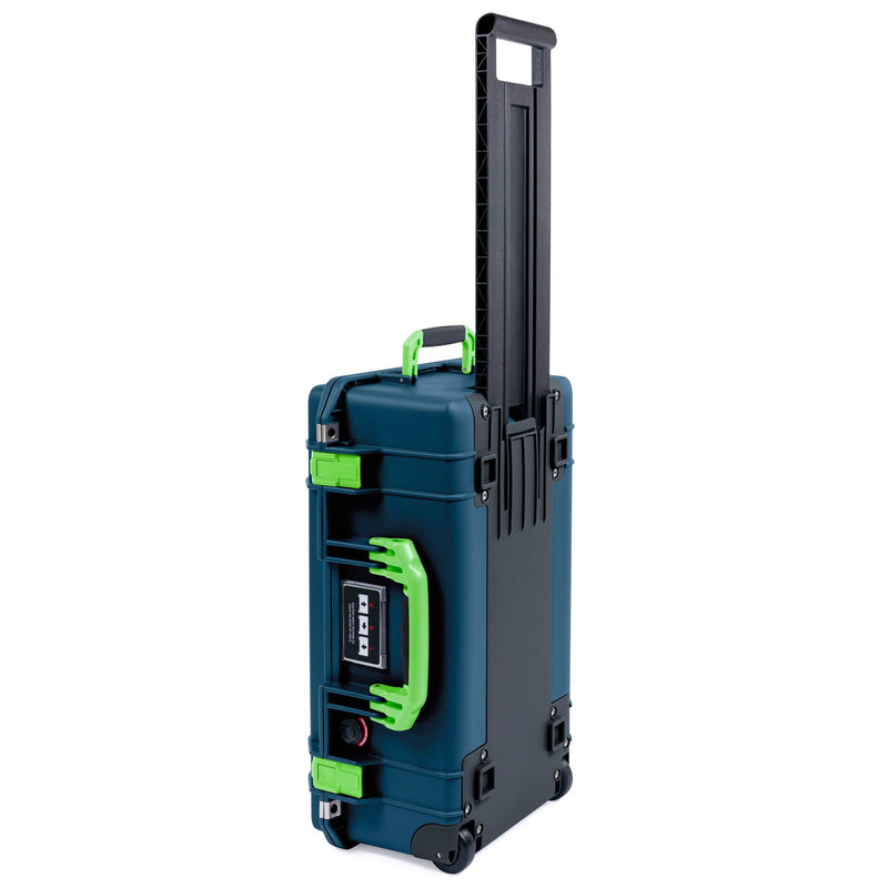 Pelican 1535 Air Case, Deep Pacific with Lime Green Handles & Latches ColorCase 