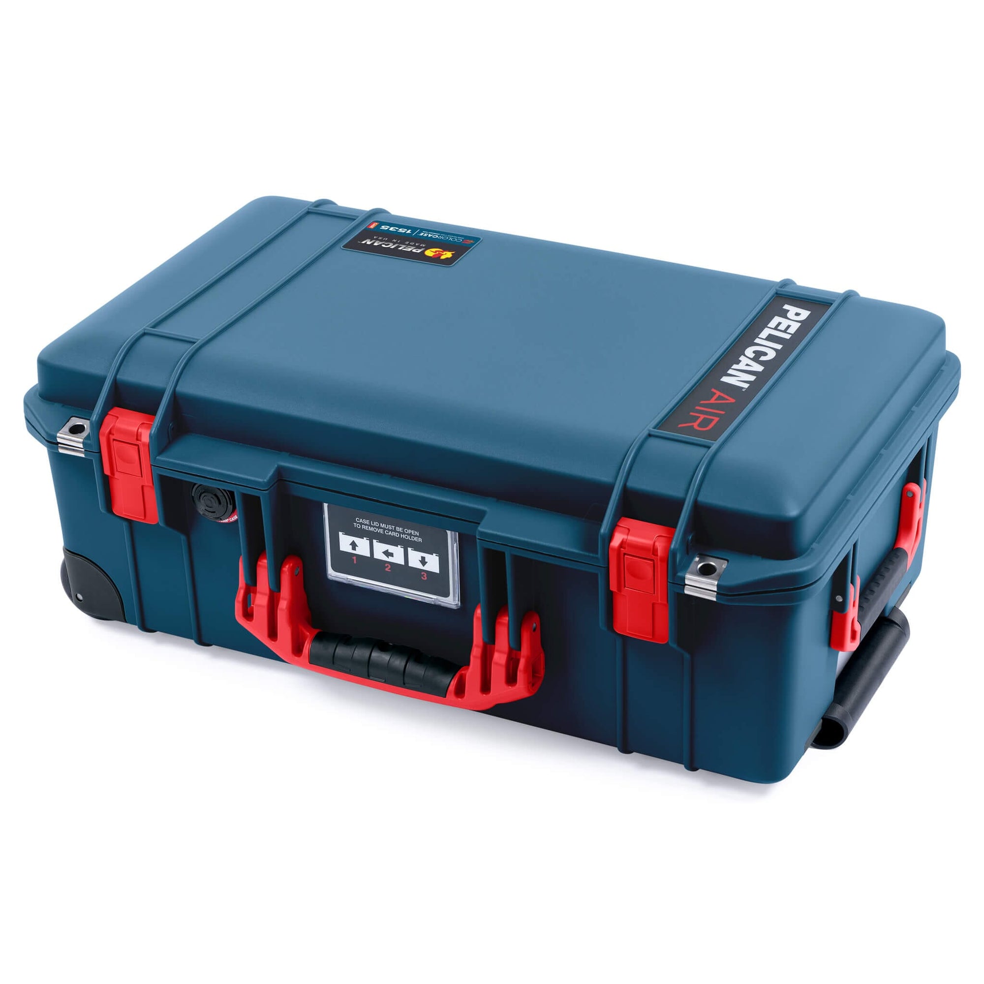 Pelican 1535 Air Case, Deep Pacific with Red Handles & Push-Button Latches ColorCase 