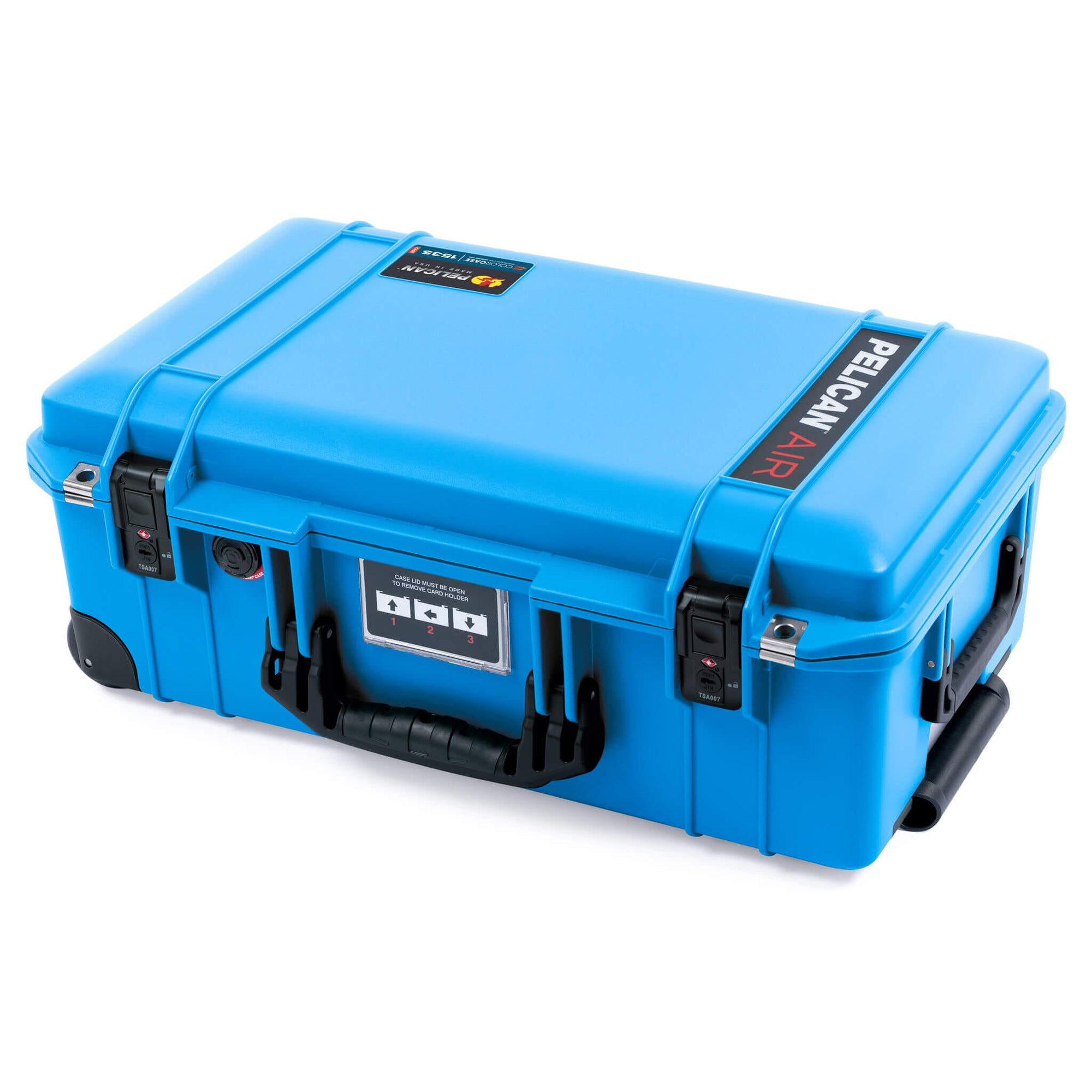 Pelican 1535 Air Case, Electric Blue with TSA Locking Latches & Keys (Black Trolley) ColorCase 