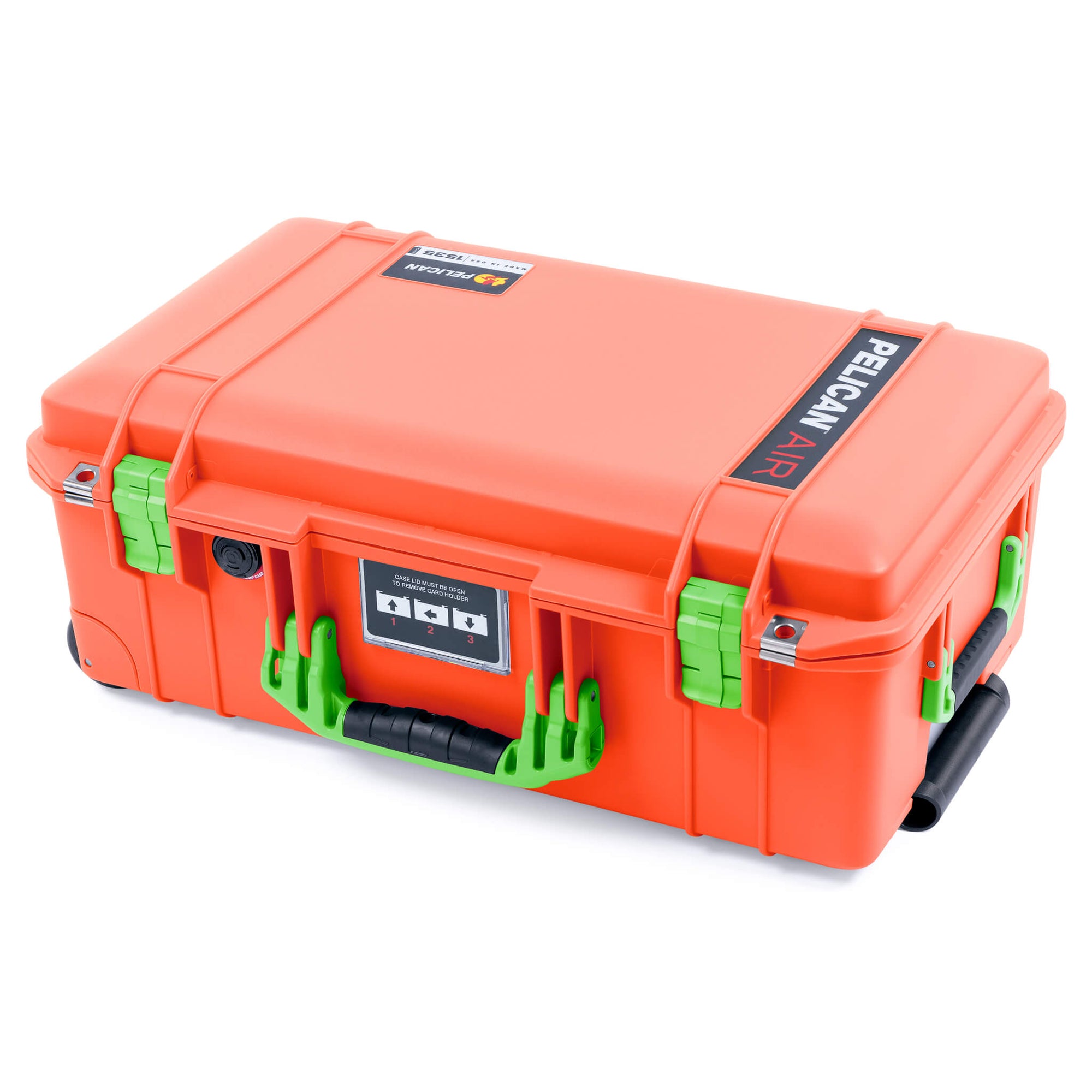 Pelican 1535 Air Case, Orange with Lime Green Handles & Latches ColorCase 