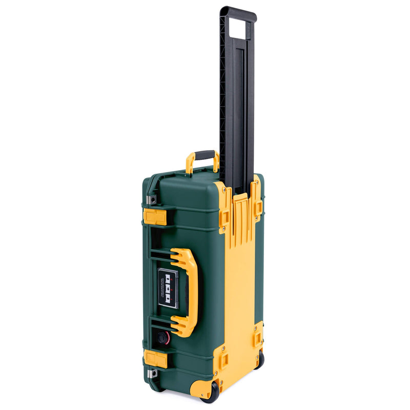 Pelican 1535 Air Case, Trekking Green with Yellow Handles, Push-Button Latches & Trolley ColorCase 