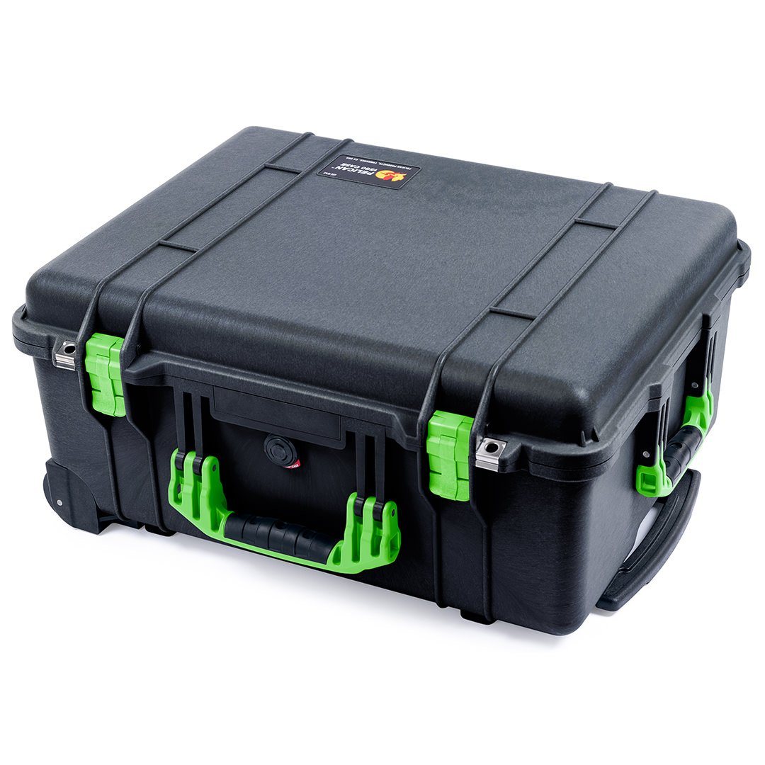 Pelican 1560 Case, Black with Lime Green Handles & Latches ColorCase 