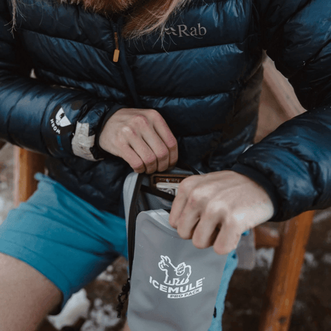Person opening a grey ICEMULE ProPack